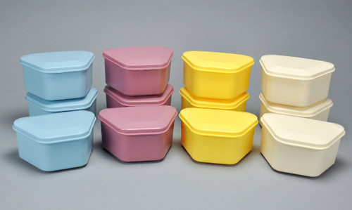 Palmero, Denture Box (3" Deep) 3 each Blue, Yellow, Beige & Mauve (12 per pkg), 1962