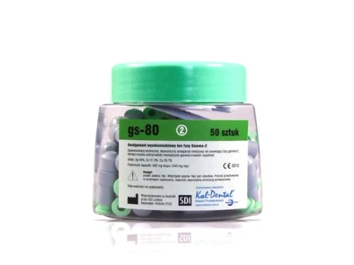 GS-80 2 Spill Regular Set Dispersed Phase Alloy Amalgam Capsules 600 mg 50/Bag
