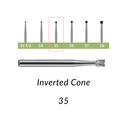 Carbide Burs. FG-35 Inverted Cone. Clinic Pack of 100/bag