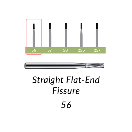Carbide Burs. FG-56 Straight Flat-End Fissure. Clinic Pack of 100/bag