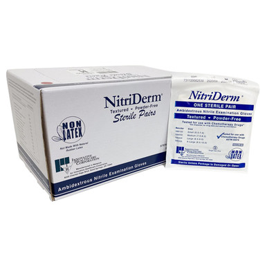 NitriDerm Nitrile Exam Glove, Small, 50 Sterile, Powder