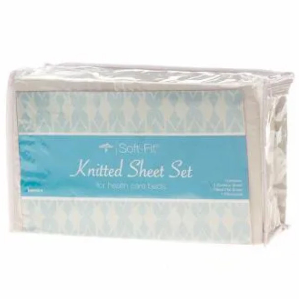 Medline Soft-Fit Knitted Contour Hospital Bed Sheet Set (6 SETS)