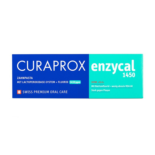 CURAPROX Pasta de dinti Enzycal 1450pp cu enzime si fluor în ambalaj