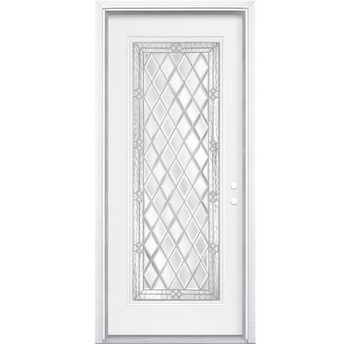 34 In. x 80 In. x 4 9/16 In. Halifax Nickel Full Lite Left Hand Entry Door with Brickmould