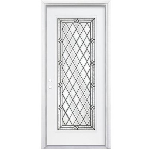 36 In. x 80 In. x 6 9/16 In. Halifax Antique Black Full Lite Right Hand Entry Door with Brickmould