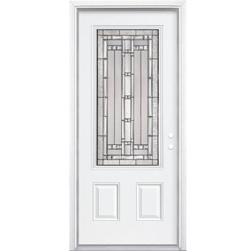 36 In. x 80 In. x 6 9/16 In. Elmhurst Antique Black 3/4 Lite Right Hand Entry Door with Brickmould