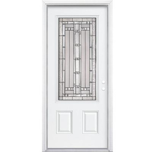 32 In. x 80 In. x 6 9/16 In. Elmhurst Antique Black 3/4 Lite Right Hand Entry Door with Brickmould