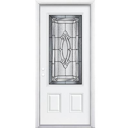 32 In. x 80 In. x 6 9/16 In. Providence Antique Black 3/4 Lite Right Hand Entry Door with Brickmould