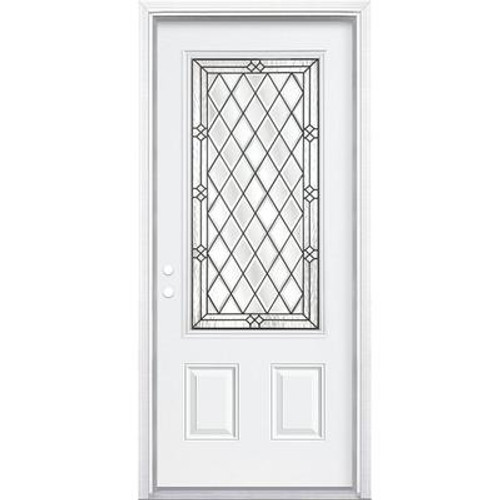 36 In. x 80 In. x 6 9/16 In. Halifax Antique Black 3/4 Lite Right Hand Entry Door with Brickmould