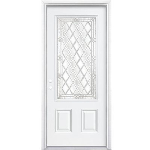 34 In. x 80 In. x 6 9/16 In. Halifax Nickel 3/4 Lite Right Hand Entry Door with Brickmould