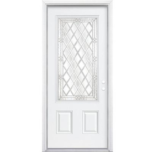 36 In. x 80 In. x 4 9/16 In. Halifax Nickel 3/4 Lite Left Hand Entry Door with Brickmould