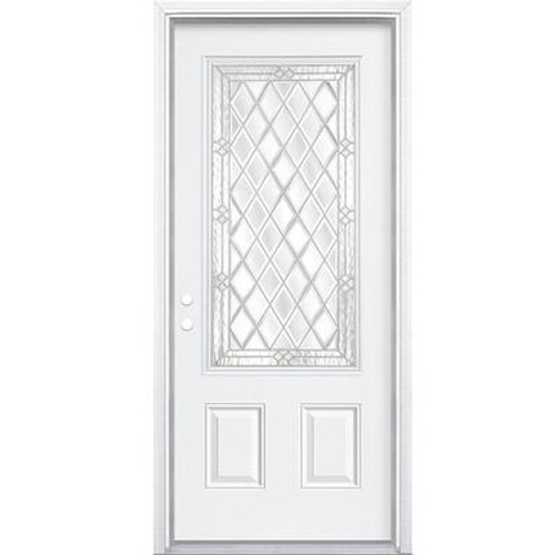 36 In. x 80 In. x 6 9/16 In. Halifax Nickel 3/4 Lite Right Hand Entry Door with Brickmould