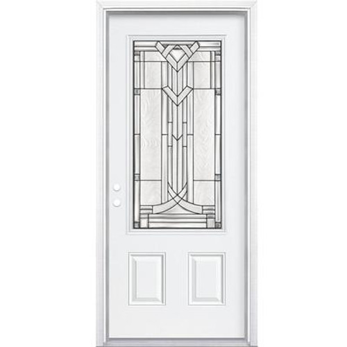 34 In. x 80 In. x 4 9/16 In. Chatham Antique Black 3/4 Lite Right Hand Entry Door with Brickmould