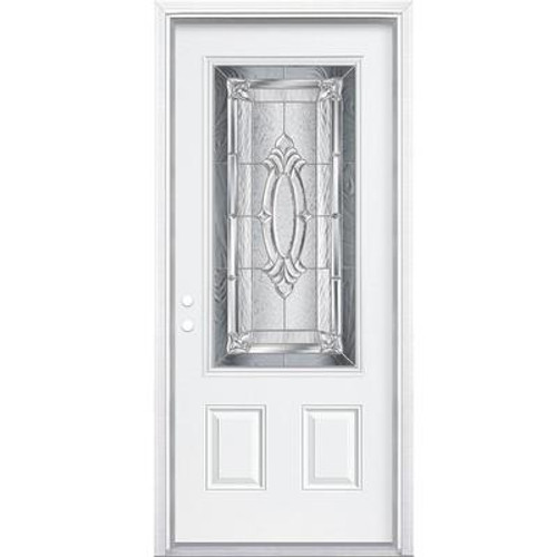 36 In. x 80 In. x 4 9/16 In. Providence Nickel 3/4 Lite Right Hand Entry Door with Brickmould