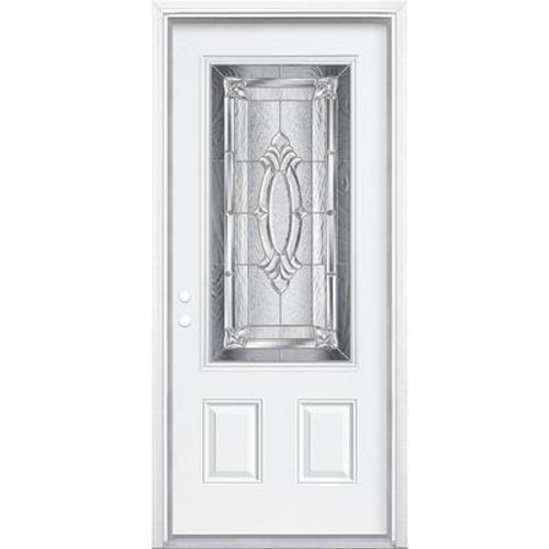 34 In. x 80 In. x 4 9/16 In. Providence Nickel 3/4 Lite Right Hand Entry Door with Brickmould