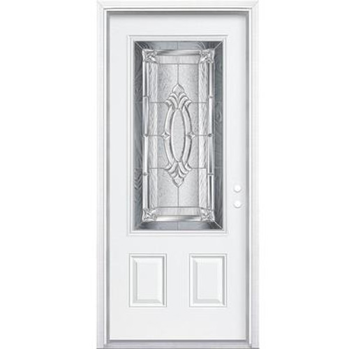 34 In. x 80 In. x 4 9/16 In. Providence Nickel 3/4 Lite Left Hand Entry Door with Brickmould