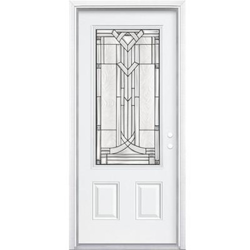 36 In. x 80 In. x 6 9/16 In. Chatham Antique Black 3/4 Lite Left Hand Entry Door with Brickmould