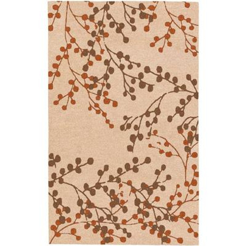 Blossoms Beige Wool 9 Ft. x 12 Ft. Area Rug