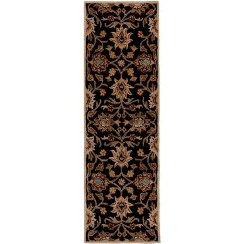 Amanda Black Wool  Runner - 2 Ft. 6 In. x 8 Ft. Area Rug