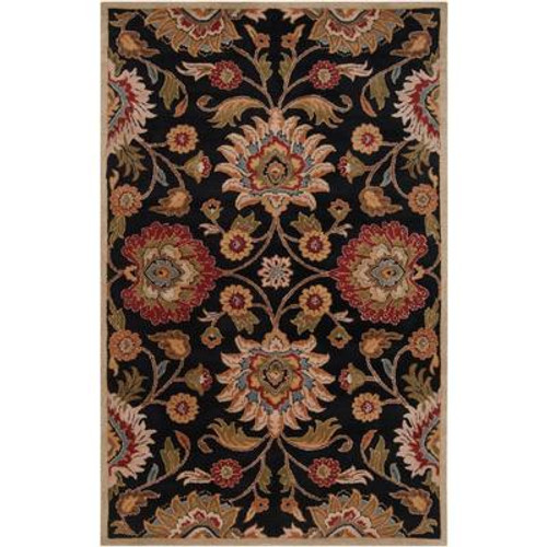 Amanda Black Wool   - 3 Ft. 6 In. x 5 Ft. 6 In. Area Rug