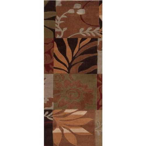 Equinox Rust/Green Polyester 2 Feet 6 Inch x 8 Feet Runner