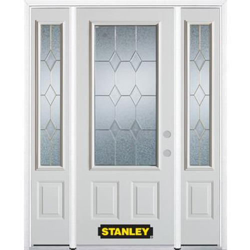 64 In. x 82 In. 3/4 Lite 2-Panel Pre-Finished White Steel Entry Door with Sidelites and Brickmould