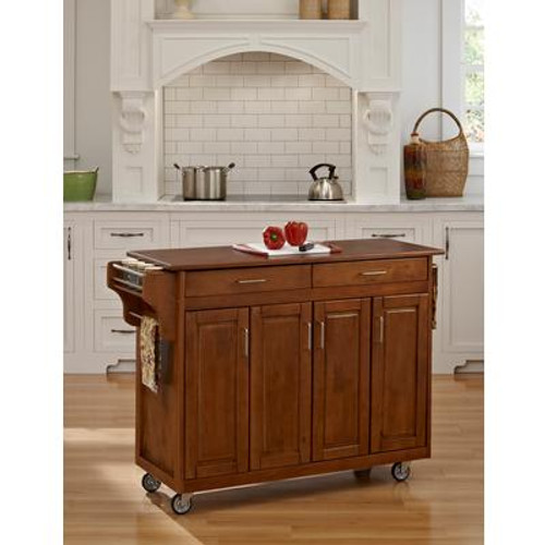 Create-a-Cart Warm Oak Finish with Oak Top