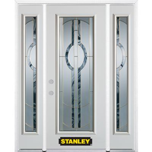 64 in x 82 in Full Lite Pre-Finished White Steel Entry Door with Sidelites and Brickmould