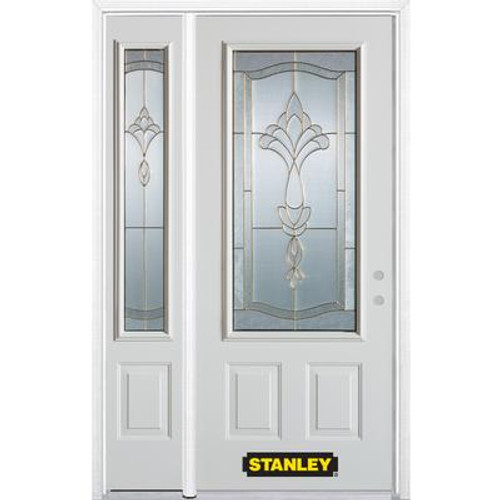 48 In. x 82 In. 3/4 Lite 2-Panel Pre-Finished White Steel Entry Door with Sidelites and Brickmould