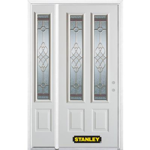 52 In. x 82 In. 2-Lite 2-Panel Pre-Finished White Steel Entry Door with Sidelites and Brickmould