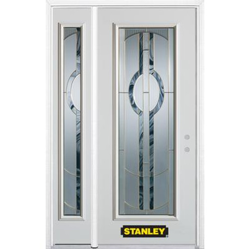 52 in x 82 in Full Lite Pre-Finished White Steel Entry Door with Sidelites and Brickmould