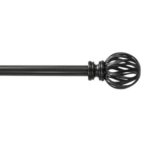 36 Inch- 66 Inch Gun Metal 3/4 Inch Telescoping Curtain Rod Kit with Bird Cage Finial