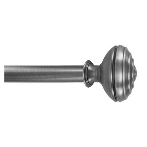 66 Inch - 120 Inch Antique Pewter 3/4 Inch Telescoping Curtain Rod Kit with Door Knob Finial