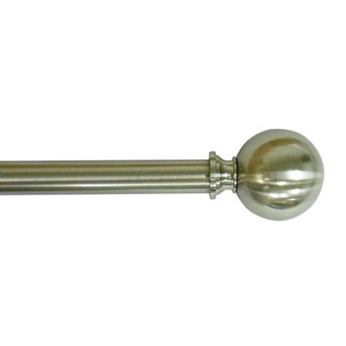 36 Inch - 66 Inch Brushed Nickel 3/4 InchTelescoping Curtain Rod Kit with Sphere Finial