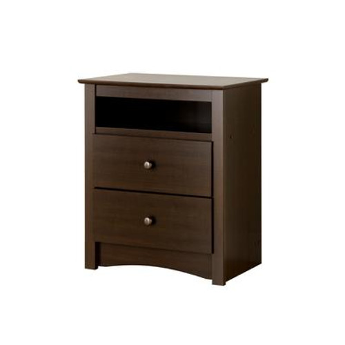 Espresso Fremont Tall 2 Drawer Nightstand with Open Shelf