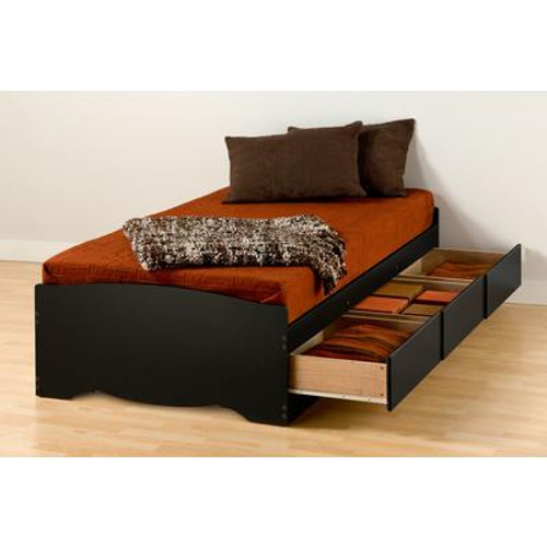 Black Twin XL Mate&#146;s Platform Storage Bed with 3 Drawers