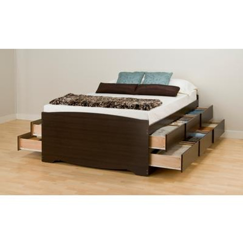 Espresso Tall Full Captain&#146;s Platform Storage Bed with 12 Drawers