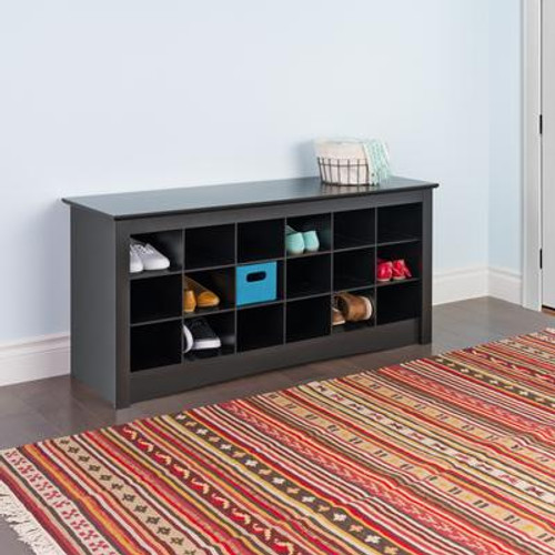 Black Shoe Storage Cubbie Bench