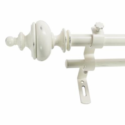 86-128 Inch 5/8 Inch Urn Double Rod Set In Distressed White Finish