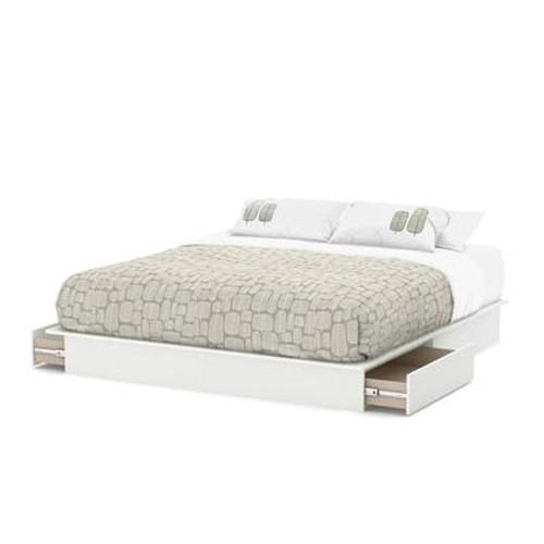 Majestic Pure White King-Size 2-Drawer Platform Bed