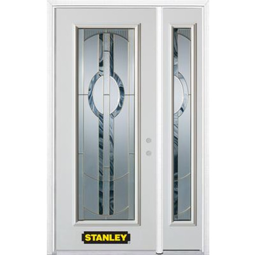 48 Inch x 82 Inch Full Lite Pre-Finished White Steel Entry Door with Sidelite and Brickmould