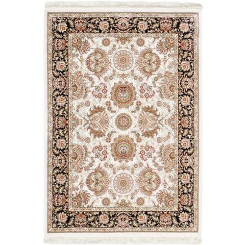 Hand loomed King David Cream Silk Rug - 3 Ft. 11 In. x 5 Ft. 7 In.