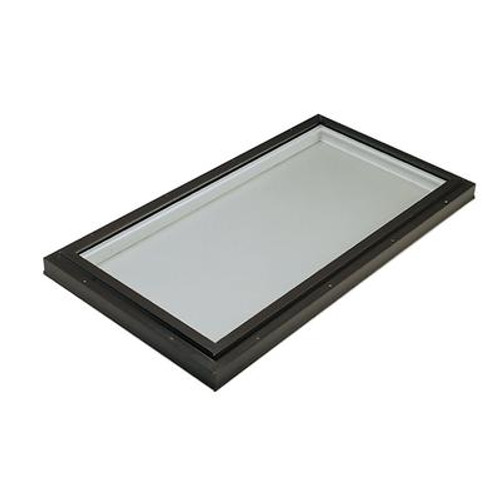 Fixed Curb Mount LoE3 Triple Glazed Glass Skylight - 2 Feet 8 Inch x 4 Feet with Black Cap