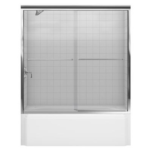 Fluence Frameless Bypass Bath Door in Bright Polished Silver