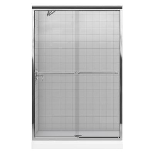 Fluence Frameless Bypass Shower Door in Bright Polished Silver