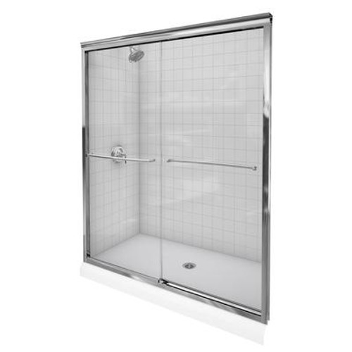 Fluence 3/8 Inch Thick Glass Bypass Shower Door in Bright Polished Silver