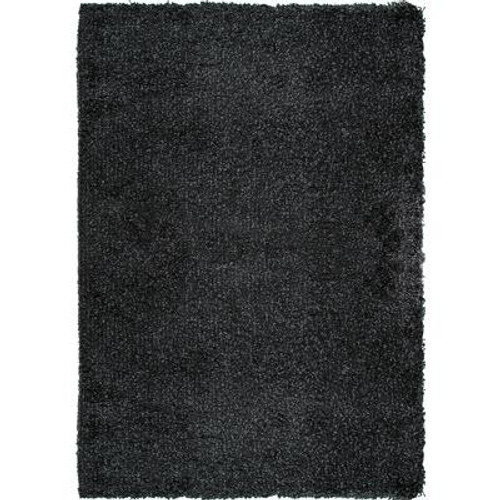 Chunky Shag Black Silver 63 Inch x 90 Inch Area Rug