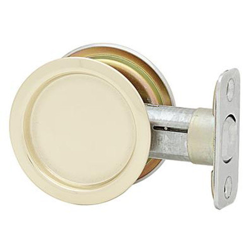 1030 Round Passage Pocket Door Lock in Polished Brass