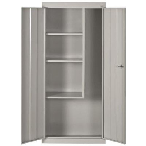Classic Series 30 Inch L x 15 Inch D x 66 Inch H Freestanding Steel Janitorial/Supply Cabinet in Grey