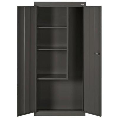 Classic Series 30 Inch L x 15 Inch D x 66 Inch H Freestanding Steel Janitorial/Supply Cabinet in Black